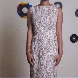 White Vintage Printed Dress